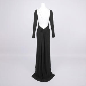 Elegante Abito da Sera <span class=keywords><strong>Nero</strong></span> Senza Schienale, <span class=keywords><strong>Maniche</strong></span> <span class=keywords><strong>Lunghe</strong></span>, <span class=keywords><strong>Schiena</strong></span> Aperta, Lunghezza a Terra, <span class=keywords><strong>Vestito</strong></span> Formale a Sirena con Strascico - Product Image 5