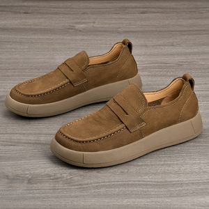 Albion Loafers Genuine Leather <b>Round</b> Toe Slip-On <b>Cushioned</b> Office Career Men's Dress Shoes - Product Image 2