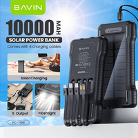 BAVIN Banque d'alimentation portable d'extérieur PC1198 5 sorties Vente en gros Charge rapide 10000mah 22.5w Panneaux lumineux LED Chargeur solaire Banque d'alimentation