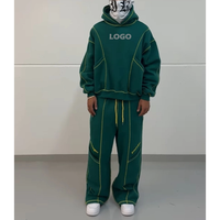 Ensemble de survêtement baggy personnalisé pour homme avec impression DTG, passepoil et coutures inversées – Sweat à capuche et pantalon de jogging deux pièces