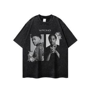 T-shirt da uomo in cotone pettinato pesante da 300g, personalizzata, stile europeo-americano, per giovani, vestibilità ampia, hip hop, per il commercio transfrontaliero - Product Image 1