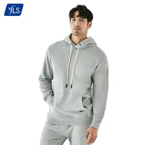 YLS Quality Men's Hoodies Sweatshirts 100% Cotton 360gsm Terry Custom Solid Color Plain US Size Hoody Slim Fit Hooded Hoodie