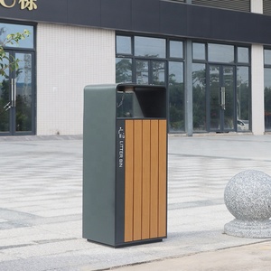 Hiện Đại Thép Không Gỉ Với Bằng Gỗ Chất Thải Bin Ngoài Trời Container Với Gạt Tàn Cho Đường Phố Tái Chế Thùng Rác Có Thể - Product Image 3