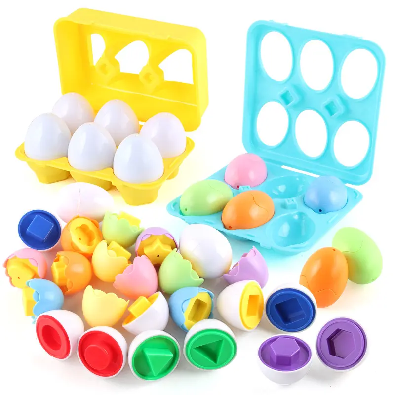 Colored Kids number shape color recognition egg toy matching eggs game plastic eggs educational learning toy