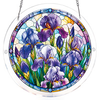 Rompecabezas de acrílico con diseño de iris y efecto vitral, atrapasueños de luz matutina, rompecabezas de formas irregulares, decoración colgante para ventana, hecho a mano DIY