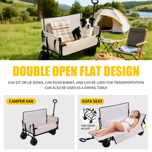 Carrito Plegable para Exteriores, Carrito Utilitario Plegable, Asiento Reclinable para Autocaravana, Asiento Expandible con Almacenamiento, Carrito de Camping Extensible - Product Image 3