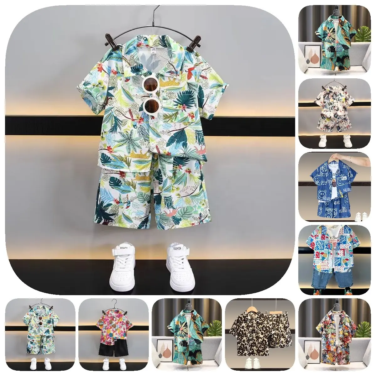 Ropa para niños camisa de verano para niños traje de manga corta estilo coreano de moda traje de camisa de manga corta para bebés
