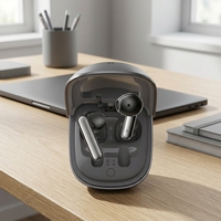 Earbud Nirkabel Abu-abu dengan Kotak Pengisi Daya 2 in 1 Mouse Komputer untuk Penggunaan di Meja Kantor