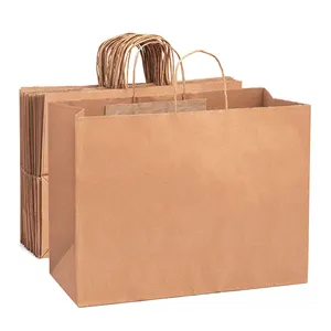 Stylish Durable Sturdy Bottom Snacks Lunches Food Gift Perfect Shopping Packing With Handles 44*14*40 Paper Bags Bulk