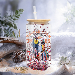 Bocal en verre moderne transparent à double paroi pour sublimation, pré-percé, avec couvercles en PP et bambou, 16oz 25oz, bouchon personnalisable - Product Image 2