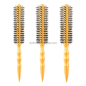 Pettine per Parrucchieri in Oro con Setole di Cinghiale e Nylon, Spazzola Rotonda con Manico in Legno per Asciugatura, Arricciatura e Lisciatura - Product Image 6