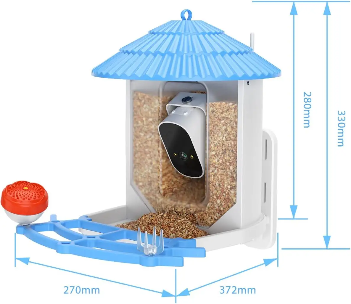 Смарт-кормушка для птиц с камерой на солнечной энергии, 1080P камера ночного видения IP66 Водонепроницаемая кормушка для реальных видов птиц