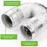 Tuyau en aluminium Lakeso, tuyau flexible en aluminium, conduit d'aération, tube de ventilation, conduit de sécheuse
