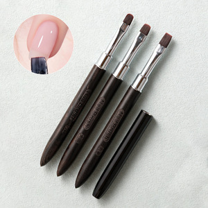 Large Flat Head Gel Nail Art Brush Nylon Bristle Wooden Handle with Lid Acrylic <b>Builder</b> Gel Manicure Salon Nail Painting Tool - Product Image 5