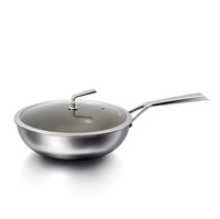 Cuisine de haute qualité Cuisson Friture Woks Casseroles Casseroles Peu Profondes Casseroles et Casseroles 3 Couches En Acier Inoxydable Batterie De Cuisine
