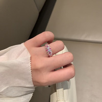Bague aromatisée à la menthe YW, bague colorée entièrement sertie de diamants roses, bague bleue, bague à ouverture réglable
