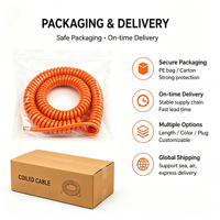 Câble spiralé flexible orange, câble enroulé, extrémités de câble en PVC TPU, longueur personnalisée, cordon d'alimentation pour équipement électrique