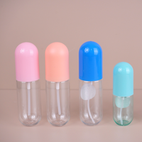 Flacon pulvérisateur transparent en PET avec couvercle en forme de capsule, plusieurs options de couleurs pastel, flacon de voyage pour filles, pour usage beauté