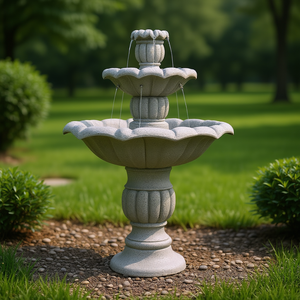 Fuente de agua de hormigón para exteriores de 39.3 pulgadas con bomba sumergible para decoración de patio, jardín y césped - Product Image 2