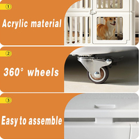 Cage pour chien multifonctionnelle sur roulettes, meuble de rangement pour animaux de compagnie d'intérieur avec plateau supérieur et plateau inférieur, vente en gros, OEM