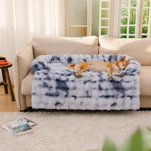 Fluffy Soft Indoor Pet Sofa Pad Neueste Faux Rabbit Velvet Hunde bett Matte Krawatten gefärbte Luxus Pet Plüsch Bett - Product Image 5