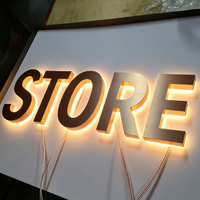 Lettres 3D en acier inoxydable rétroéclairées par LED, logo d'entreprise, enseigne publicitaire personnalisée, signalétique de magasin, enseigne extérieure rétroéclairée
