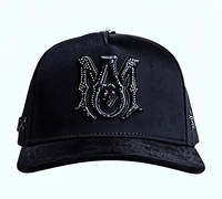 Casquettes Barbas personnalisées à 5 panneaux en daim, casquettes de baseball à visière incurvée noires originales Yo No Pesco Hats G5