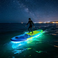 Planche de Stand Up Paddle Gonflable Haut de Gamme Écologique avec Éclairage LED RGB, Aileron Unique, Impression Personnalisée, Technologie Drop Stitch pour Lacs, Rivières et Eaux