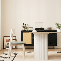Ensemble de table à manger rectangulaire moderne de luxe, plateau en ardoise, finition blanche, meubles de salle à manger réglables pour salon, utilisation en hôtel
