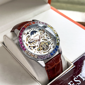 Orologio Meccanico Automatico da Uomo 2026 con Grande <span class=keywords><strong>Volano</strong></span> Tempestato di Diamanti e Cinturino Scheletrato con Fibbia a Farfalla - Product Image 2