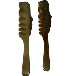 Peigne en corne de buffle fait main, antistatique, léger, pour le soin des cheveux et de la barbe, démêlant, logo personnalisé, usage domestique - Product Image 1