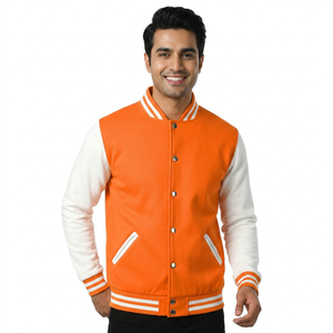 Logo personnalisé tricot hommes pull en tricot veste universitaire épaule tombante haut en tricot surdimensionné collège Baseballjacket pour hommes - Product Image 1
