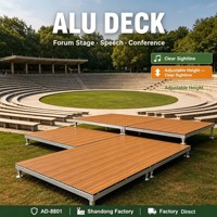 Système de terrasse modulaire AluDeck en WPC pour extérieur, design carré antidérapant, pieds réglables en acier inoxydable, options multicolores pour le jardin
