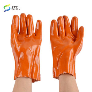 Cam 27Cm Bông Lót Mở Cuff Không Thấm Nước Dầu Chống Hóa Chất Bảo Vệ Bóng Đầy Đủ <span class=keywords><strong>PVC</strong></span> Nhúng An Toàn Tráng Găng Tay Làm Việc - Product Image 2