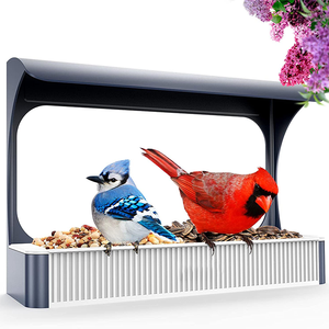 Mangeoire à oiseaux JH-Mech Simple semi-ouvert ruban de montage réglable en hauteur métal et Pvc fenêtre mangeoire à oiseaux pour l'extérieur - Product Image 1