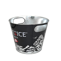 Seau à glace en métal galvanisé blanc avec logo personnalisé et deux poignées, pour refroidir la bière et le vin, idéal pour la promotion des bars et clubs