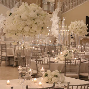 Vase à fleurs en verre haut de 77 cm, motif ondulé, centre de table pour mariage, vase en verre pour mariage - Product Image 1