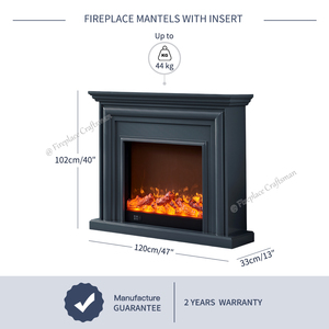 [ Direttamente dalla Fabbrica ] Caminetto Elettrico Moderno Grigio con Fiamma LED Effetto Legna e Cornice Decorativa in Resina - Product Image 2