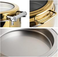 Chauffe-plat professionnel de luxe moderne en acier inoxydable 201 avec grande fenêtre en verre, capacité 6L, pour buffet d'hôtel