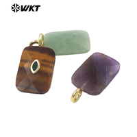 WT-P2139 Vente en gros usine Pendentifs facettés carrés en zircon et pierres précieuses naturelles en forme d'œil, pour la création de bijoux de style simple