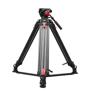 OBO Tripod Kamera Serat Karbon DV, Penyangga Kamera Profesional Tugas Berat dengan Kepala Peredam Cairan