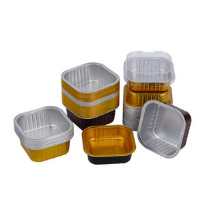 Conteneur à gâteau en aluminium recyclable de 300 ml, moule à flan carré, gobelets en aluminium pour la cuisson de desserts, pour les réunions, les mariages, les fêtes - Product Image 5