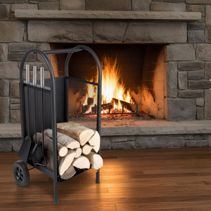 Chariot à bois moderne en acier - Product Image 1