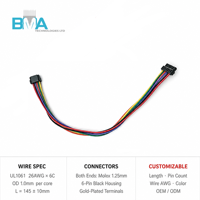 Harness Kabel Molex 6 Pin Pitch 1.25mm, Kabel Konektor 26AWG 14.5CM untuk PCB Encode