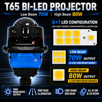 YHKOMS Ultra Short T65 3.0 pouces Lentille de projecteur Bi-LED Double coupelle de lampe Double puce 12V 80W 6000K Nouveau 30000 Lumens Montage direct