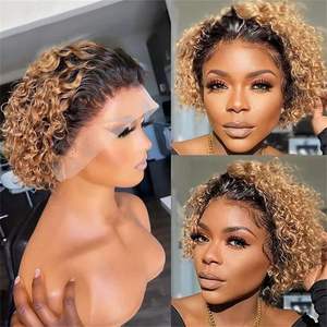 Promotion $13.8 Natural Human Hair F408 100% Human Hair 13x4 Lace Frontal Short Pixie Cut Wigs <b>Cheap</b> Wholesales Factory - Product Image 3