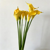 Bunga Calla Lily Kuning Buatan Mewah L-051, Bunga Dekoratif Palsu untuk Pernikahan, Natal, Paskah, Calla Lily Palsu Grosir
