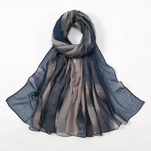 Foulard en Viscose pour femme musulmane, Bandana à rayures, Hijab imprimé, haute qualité, vente en gros