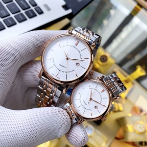 Montre de luxe haut de gamme pour couple, mouvement à quartz, cristal saphir, cadran à motif soleil, bracelet en acier inoxydable, étanche, Omegaes - Product Image 4