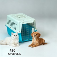 Caisse de transport rigide en plastique pour animaux de compagnie (chiens et chats de petite taille), ventilée, pour le contrôle à l'aéroport et les voyages en avion